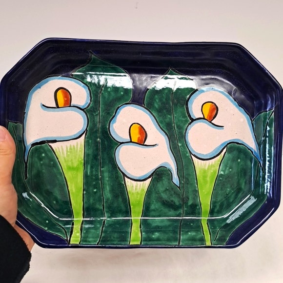 Mexican Talavera folk art handmade 5-piece serving dish set - Picture 2 of 8